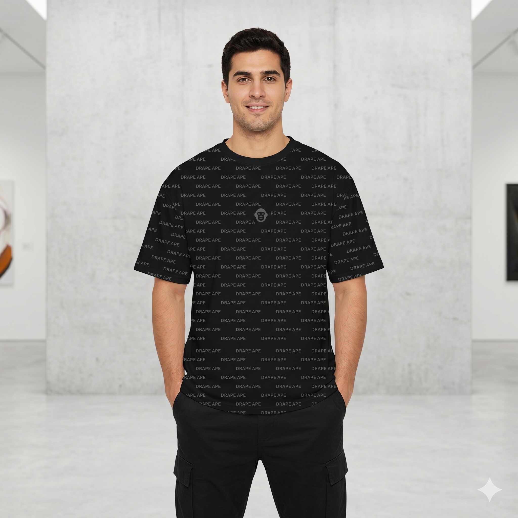 ESSENTIALS MONOGRAM ALL-OVER T-SHIRT – BLACK
