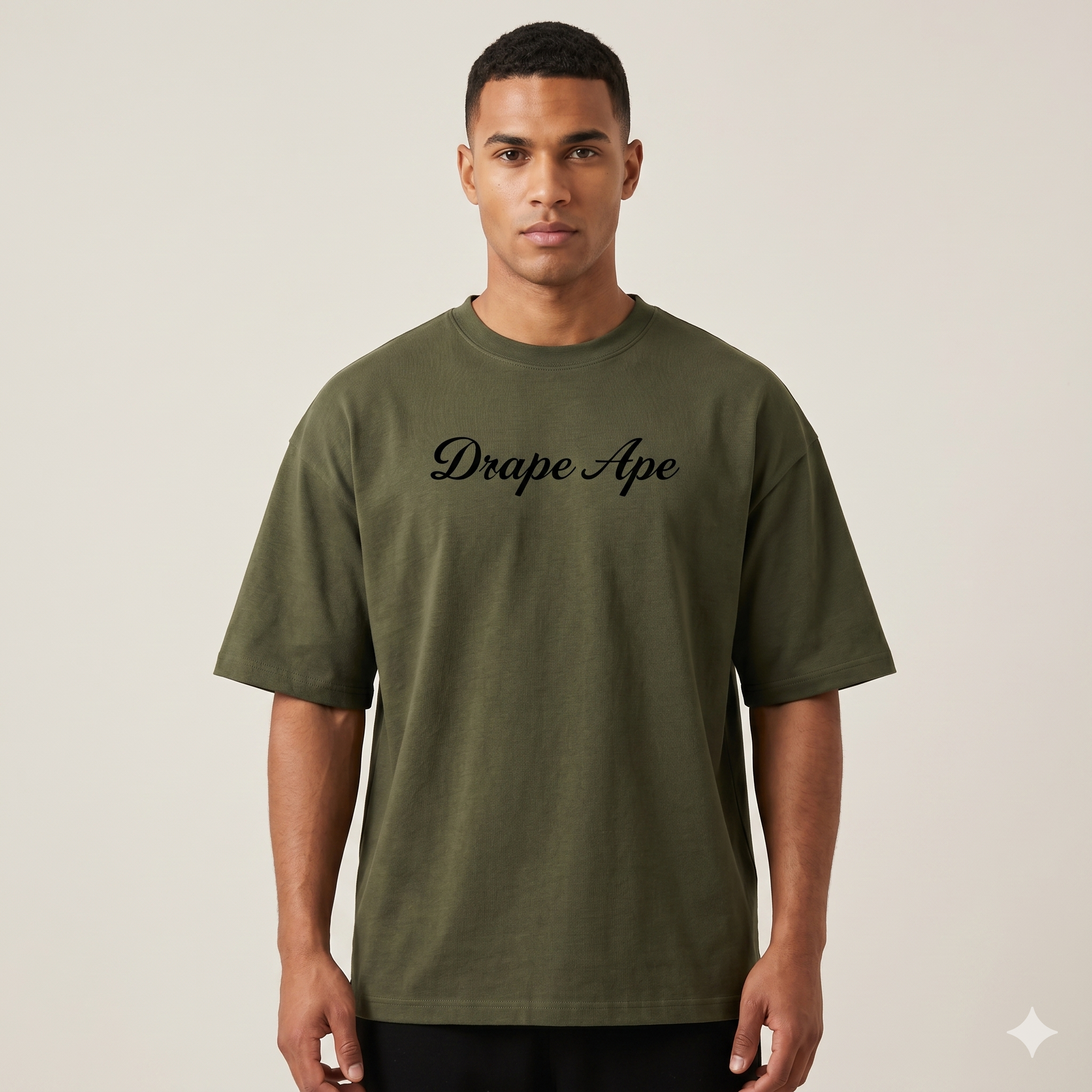 PRIMAL LINE ART PATCH T-SHIRT – OLIVE