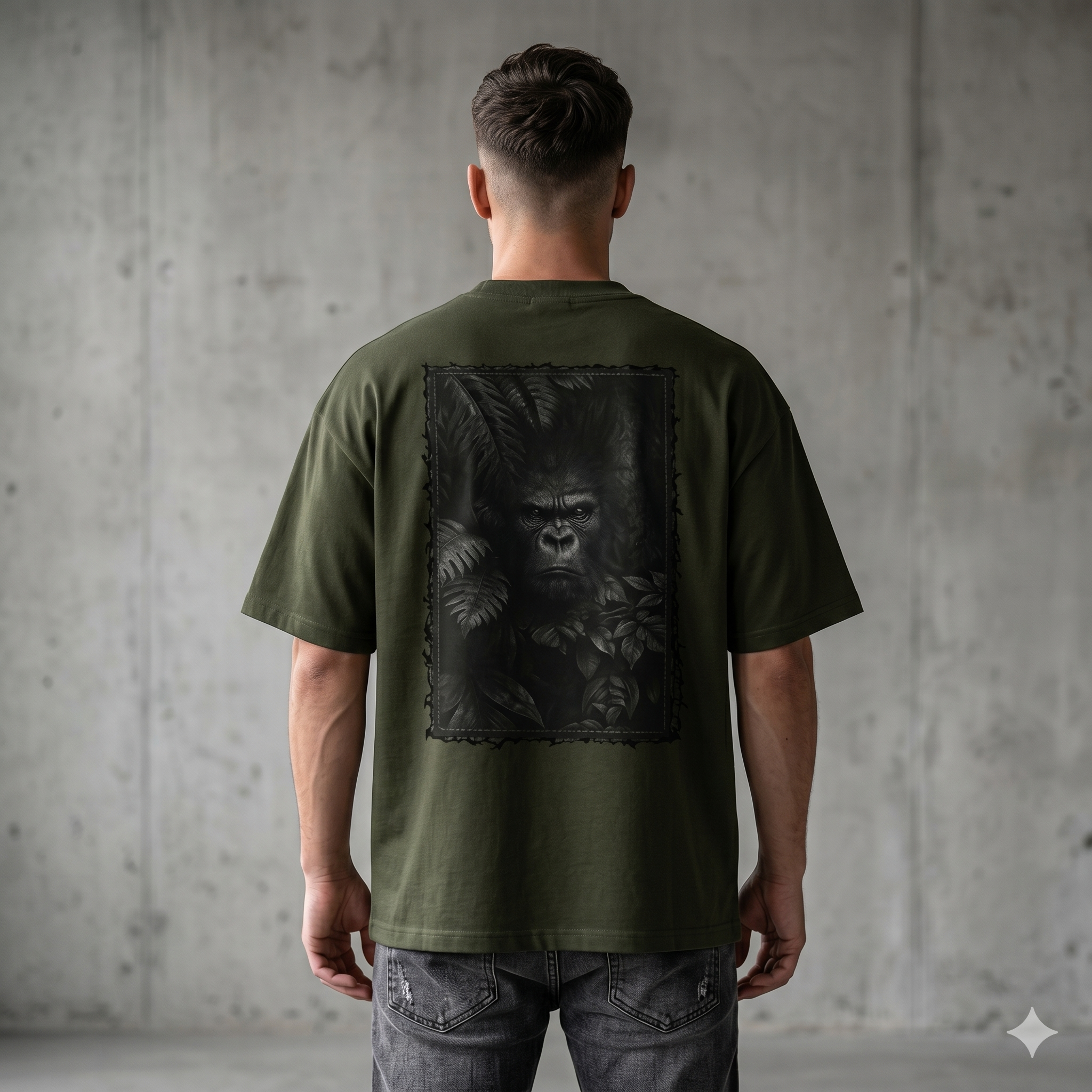 PRIMAL LINE ART PATCH T-SHIRT – OLIVE