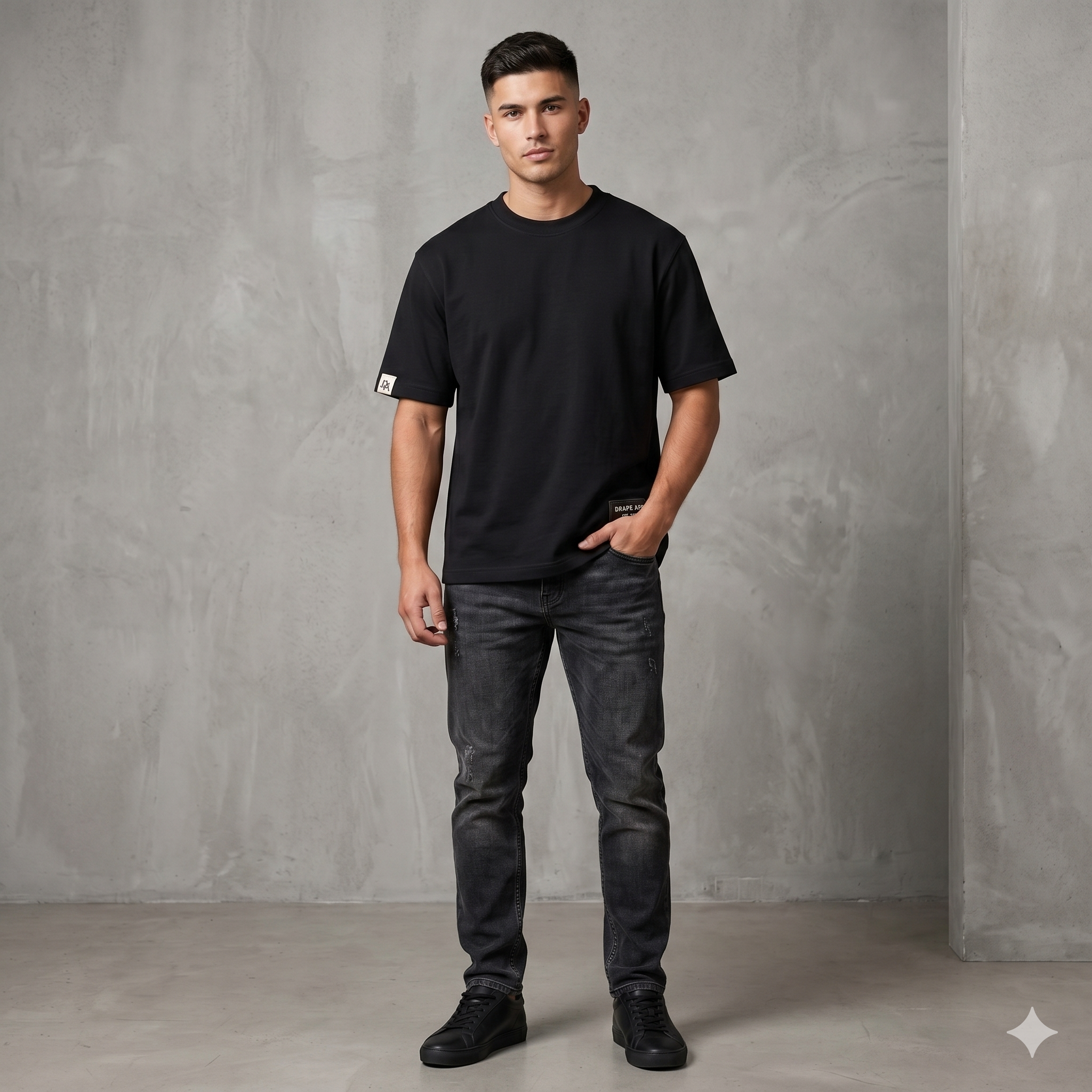 ESSENTIALS TONAL BACK PRINT T-SHIRT – BLACK
